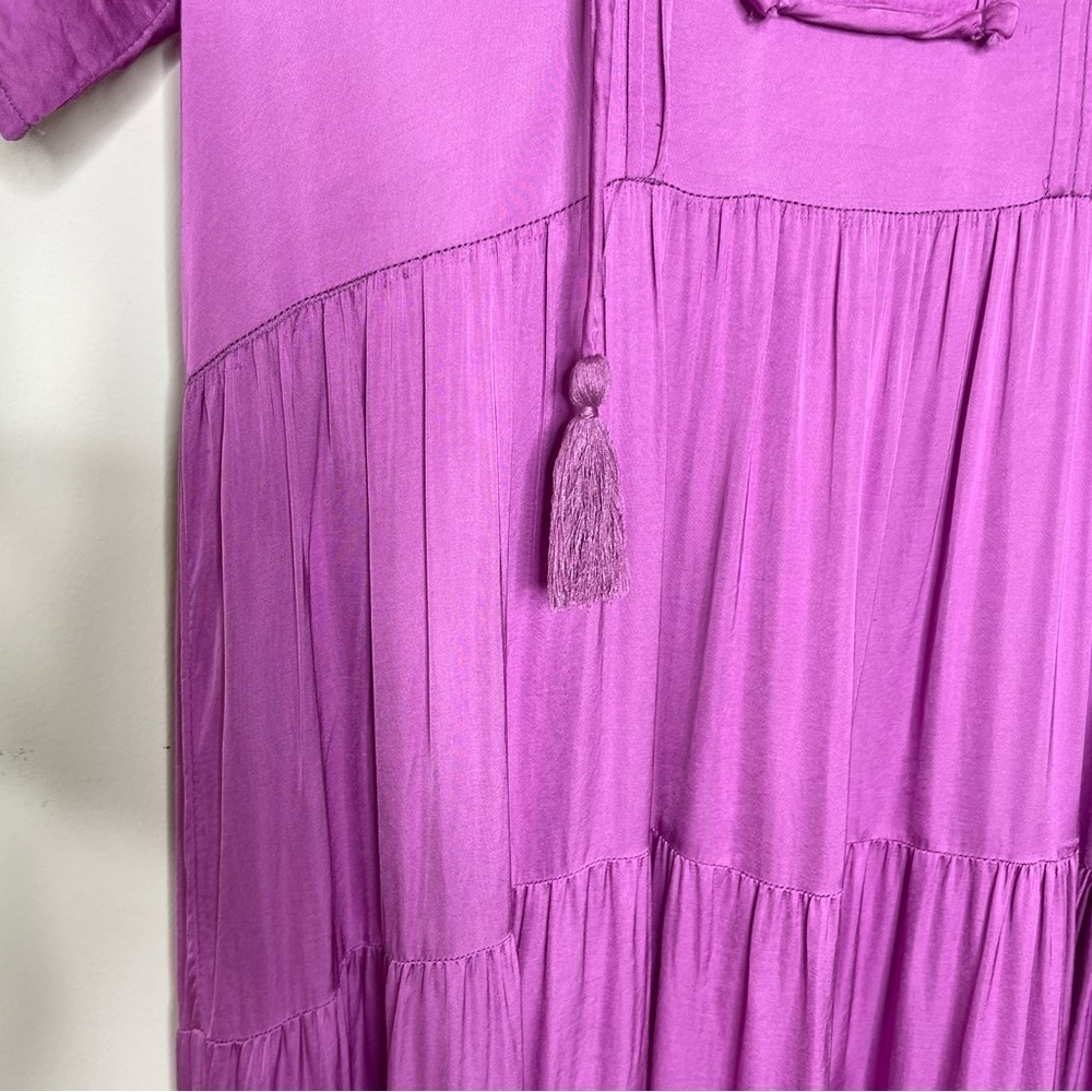 Karlie Magenta Boho Midi Dress Size Small wedding festival whimsical cottagecore - Picture 4 of 9